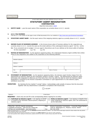 Statutory Agent Resignation Form
