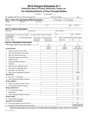 Oregon Schedule K-1