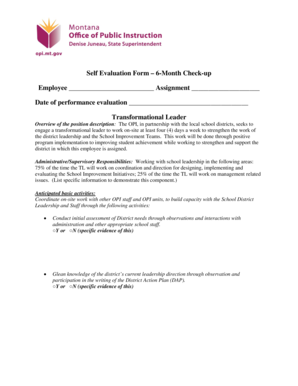 Self Evaluation Form 6-Month Check-up Employee Assignment ... - opi mt