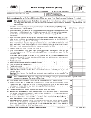 Form 8889 Health Savings Accounts (HSAs)