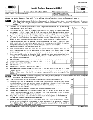 Form 8889 Health Savings Account 2009