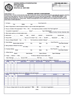 Georgia Bingo License Application Form