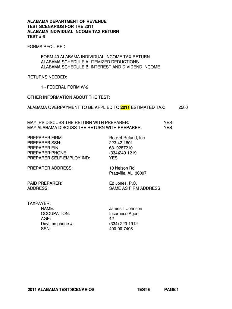 Fillable Online revenue alabama ALABAMA DEPARTMENT OF REVENUE TEST