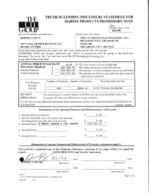 blank truth in lending form