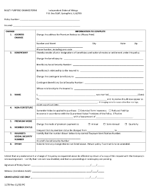 Multi-Purpose Change Form