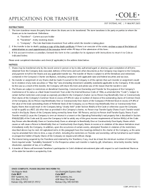 Cole REIT Share Transfer Application