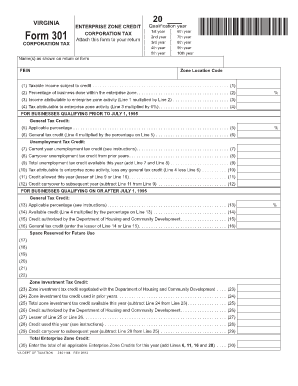Virginia Enterprise Zone Credit Form 301