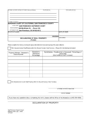 Declaration of Real Property (Probate)
