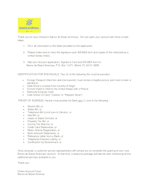 Banco do Brasil Americas Account Application