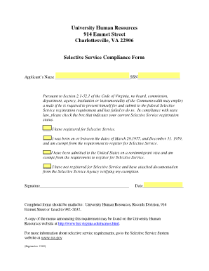 Virginia Selective Service Compliance Form