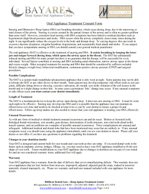 Oral Appliance Treatment Consent Form
