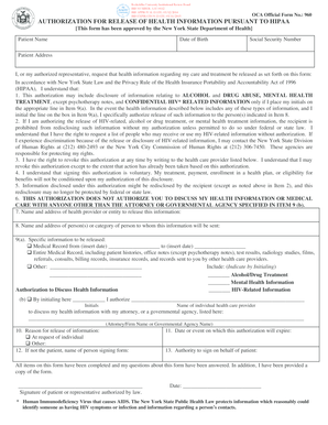 HIPAA Authorization for Release of Health Information