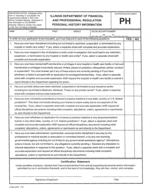 Illinois Professional History Information Form