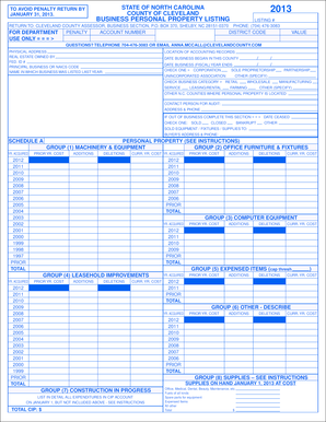 North Carolina Business Personal Property Listing