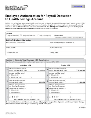 Employee Authorization for Payroll Deduction to Health Savings ... - hca wa