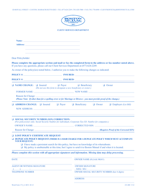 Policy Change Request Form