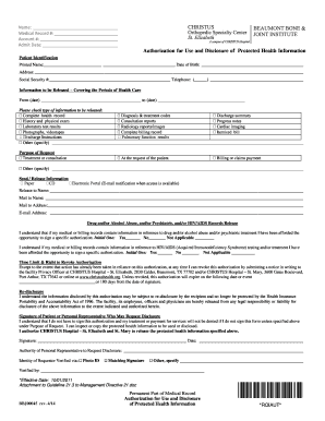 Authorization for Use and Disclosure of Protected Health Information