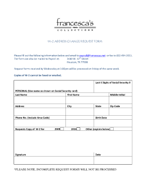 W-2 Address Change/Request Form