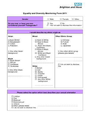 Equality and Diversity Monitoring Form