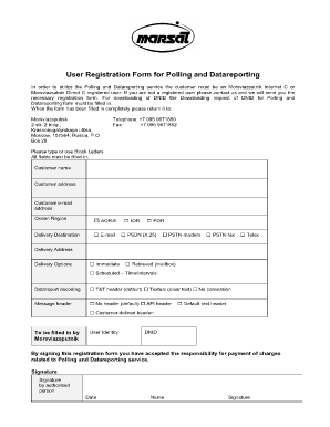 User Registration Form for Polling and Datareporting