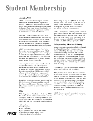 APICS Student Membership Application