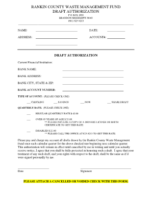 Rankin County Waste Management Fund Draft Authorization
