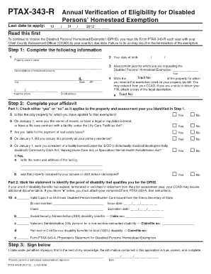 Illinois Disabled Persons' Homestead Exemption Form