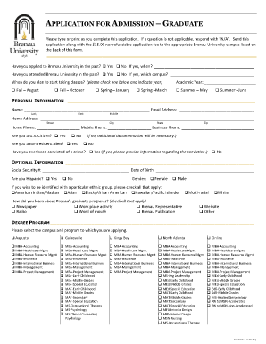 Graduate Admission Application