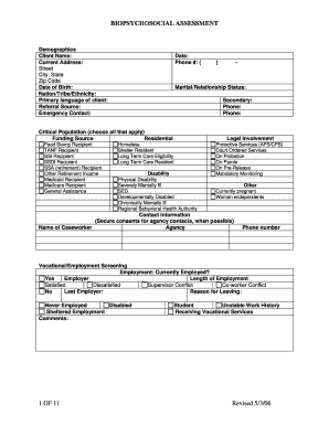 Biopsychosocial Assessment Form