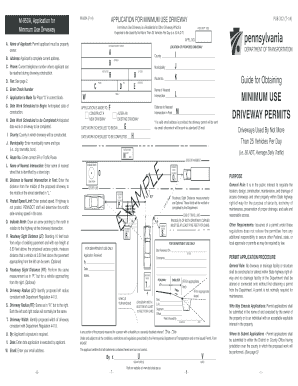 Pennsylvania Minimum Use Driveway Application