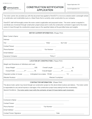 PennDOT Construction Notification Form