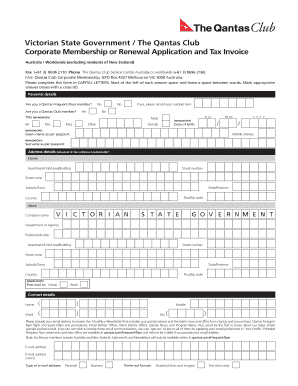 Qantas Club Corporate Membership Application