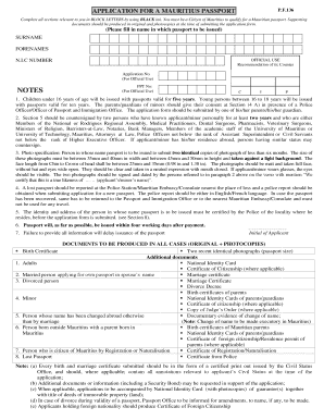 Mauritius Passport Application Form