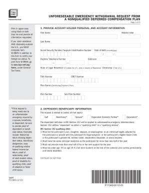 Unforeseeable Emergency Withdrawal Request Form