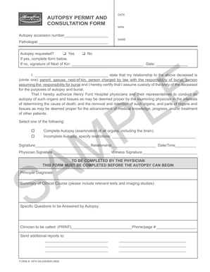 Autopsy Permit and Consultation Form