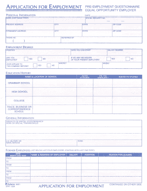 Employment Application Form