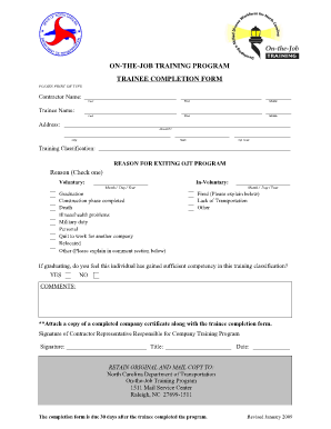 On-the-Job Training Completion Form