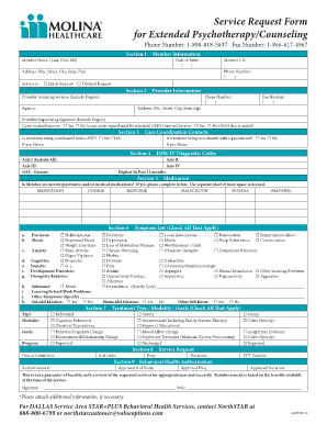 Service Request Form for Extended Psychotherapy