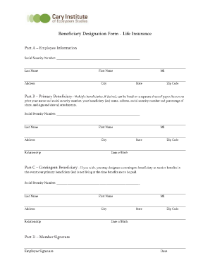 Beneficiary Designation Form - Life Insurance