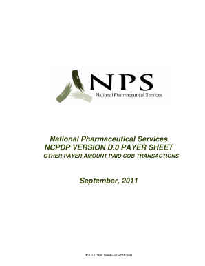 National Pharmaceutical Services Payer Sheet