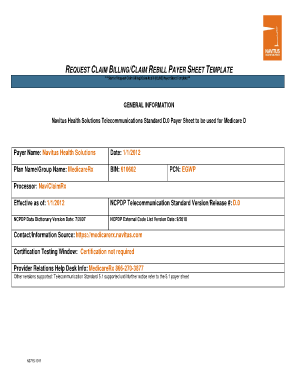 Navitus Health Solutions Claim Billing Template