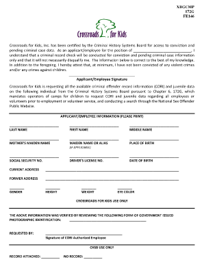 Massachusetts Criminal Record Check Form