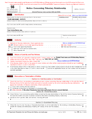 IRS Form 56 Notice Concerning Fiduciary Relationship
