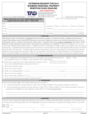 Texas Business Personal Property Rendition Extension Request