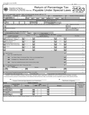 BIR Form 2553 - Percentage Tax Return