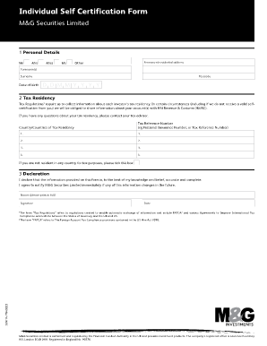 Individual Self Certification Form