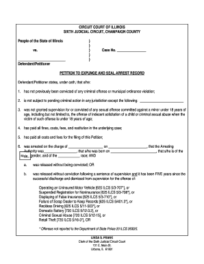 Illinois Petition to Expunge and Seal Arrest Record