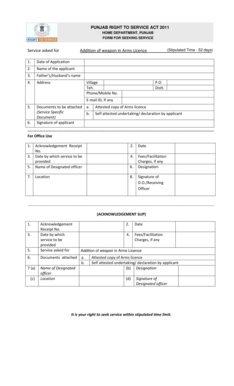 Arms Licence Weapon Addition Form