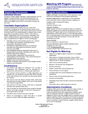 Houghton Mifflin Matching Gift Program Application
