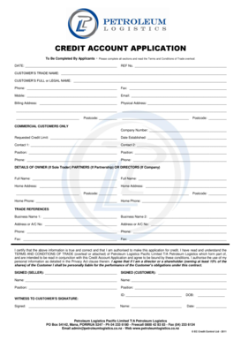 Credit Account Application Form
